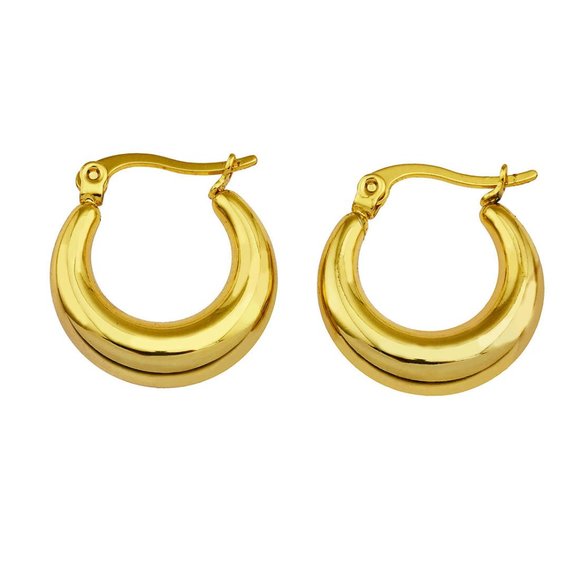 Chunky Hoop Gold Earrings - Picture 4 of 11